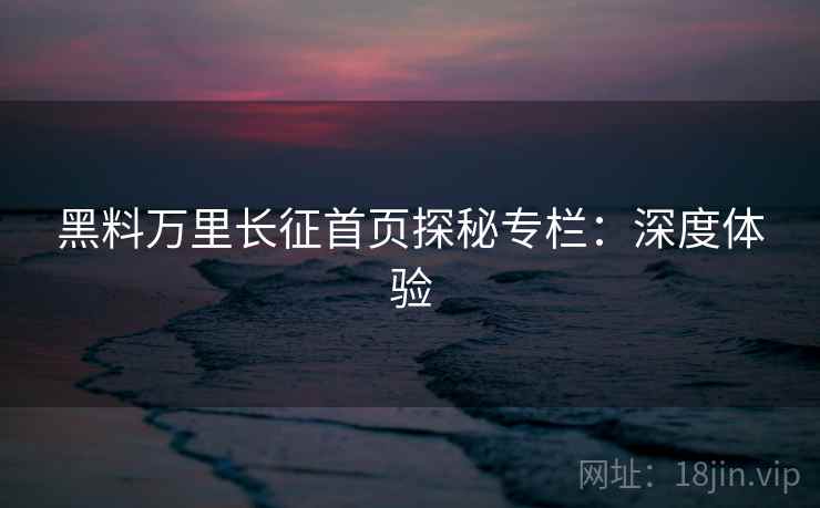 黑料万里长征首页探秘专栏：深度体验